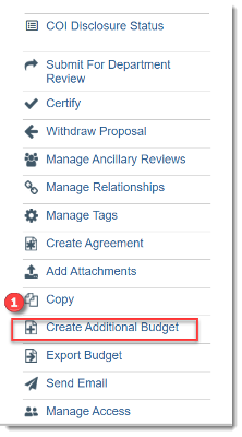 Navigate to the Proposal Workspace and Create Additional Budget 