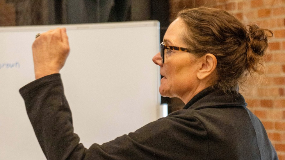 Presenter explains how faculty can navigate a four-step framework for successful grant funding